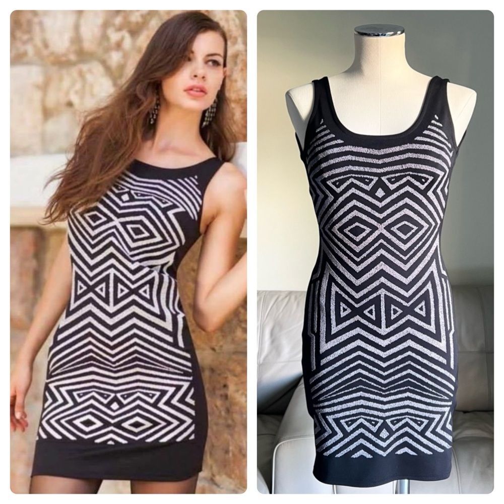 Miss Selfridge Bodycone Mini Dress Sz 6 BLD Black Cocktail Party Thick Shaping